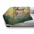 thumbnail image 3 of Mermaid Soft Flannel Fleece Throw Blanket, Mermaid Playing Violin at Sunset View Colorful Realistic Design Soft Dreamlike, Cozy Plush for Indoor and Outdoor Use, 60" x 80", Multicolor, by Ambesonne, 3 of 6