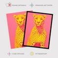 thumbnail image 2 of Cerise Cheetah Bold Animal Yellow Pink Art Print Framed Poster Wall Decor 12x16 inch, 2 of 5