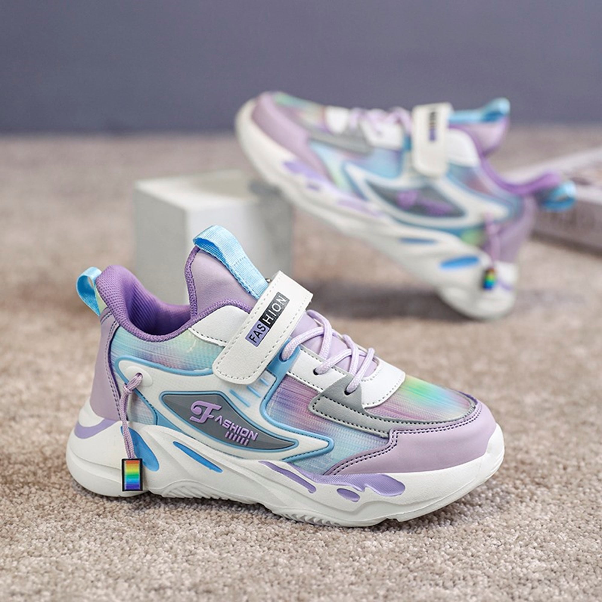Kids Shoes Boys Girls Sneakers, Comfortable Running Tennis Athletic Shoes for Big Kid Purple