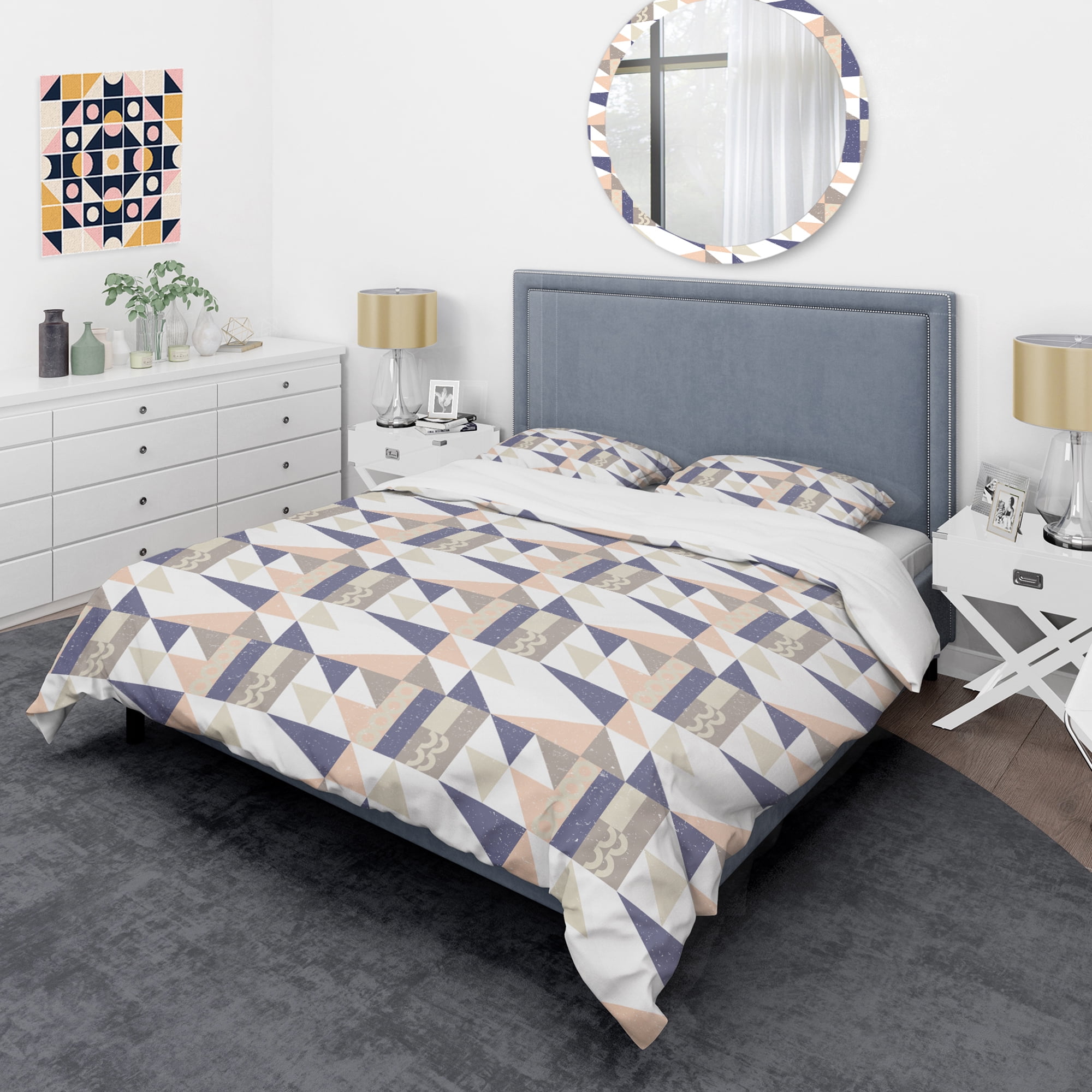 Designart 'Retro Geometric Design X' Mid-Century Modern Duvet Cover Set