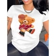 thumbnail image 1 of 1 Pce T-Shirt Décontracté en Polyester Imprimé Ours Basketball pour Femmes, Col Rond, Tissu Tricoté Extensible Moyen, Motif Animal, Confort Toutes Saisons pour la Fête des Pères, Fête des Mères, Nouvel An, Festival de Printemps, Saint-Valentin, 1 of 6