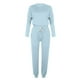thumbnail image 5 of Conjunto de manga larga para mujer: top con bloques de color y pantalones anchos. Mezcla de lino informal, cintura elástica, varias tallas., 5 of 5