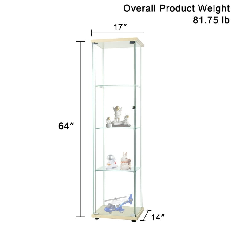 ERUPTA Ultra Clear Glass Display Cabinet with 2 Doors, Easy Install Glass  Display Case 4 Tiers with Locks for Figures, Curio, Collection Display