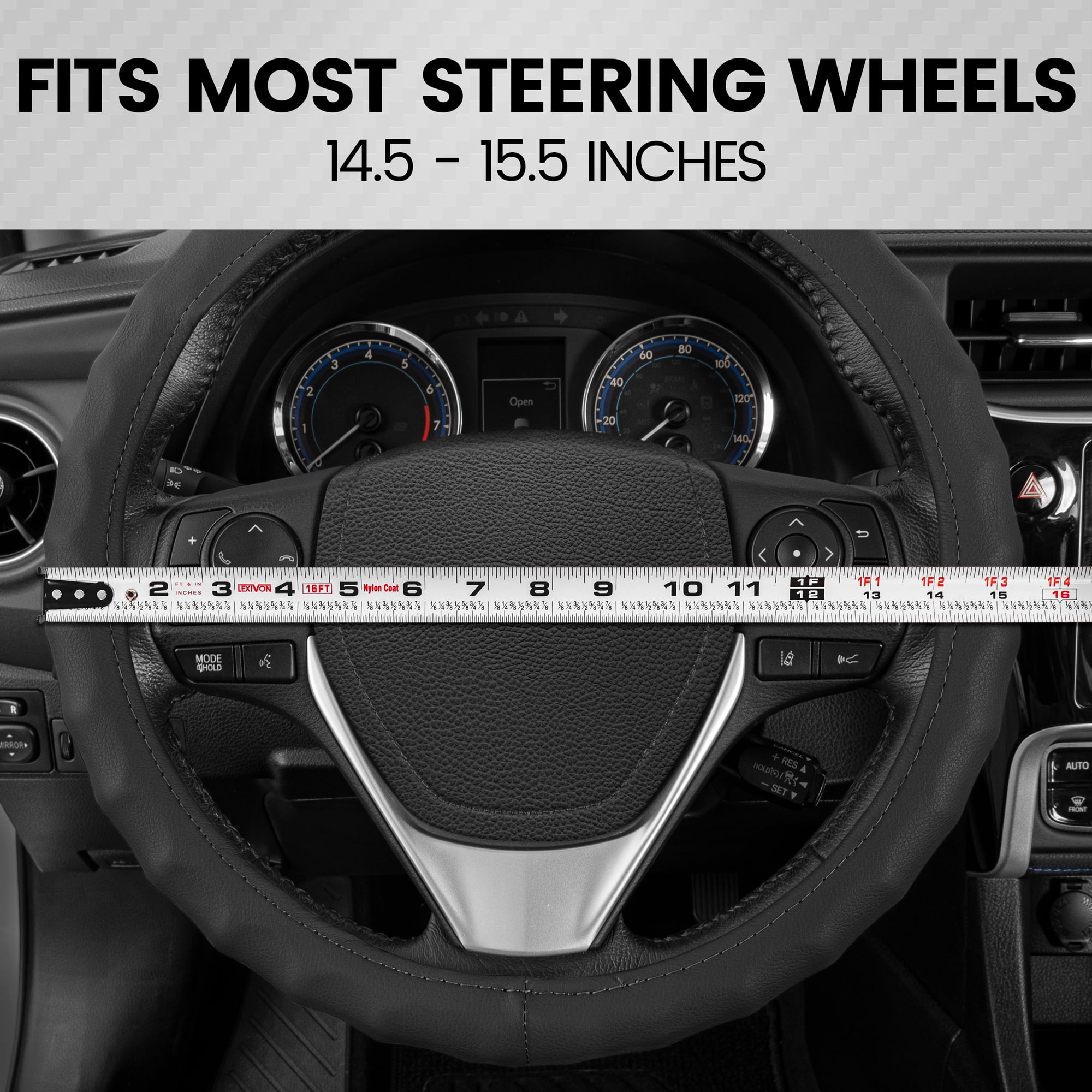 BDK Leather Car Steering Wheel Cover 13.5 14.5 Small Black Universal Fit Easy Installation Max Protection Walmart