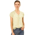 thumbnail image 1 of blusa de gasa con mangas casquillo ligera con volantes para mujer Blanco amarillo XL, 1 of 6