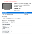thumbnail image 2 of Radiator - Compatible with 1995 - 1997 Toyota Land Cruiser 4.5L 6-Cylinder 1996, 2 of 2