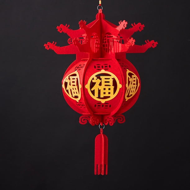 Farol Chino Decorativo Tradicional Lanternas Año Chino Adorno Colgante Primaveral Personaje Fu Creativo Material Tela No Tejida Adecuado para estilo A