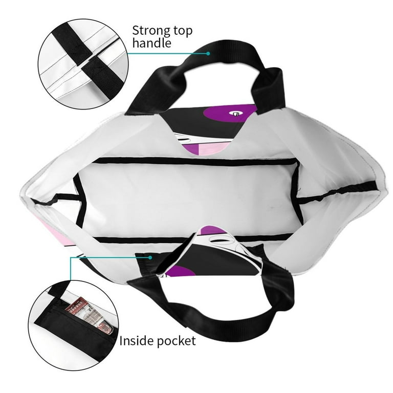ZICANCN Turntable Vinyl Music Tote Bag Grocery Bags Reusable Shopping Bags with Handles Durable Foldable Washable for Women Men