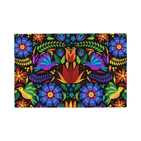 

Table Placemats Set of 4 - Colorful Floral flower 12x18 In Faux Linen Double Heat Resistant Place Mats Cloth Indoor/Outdoor Placemats Washable Table Mats for Dining Kitchen Party