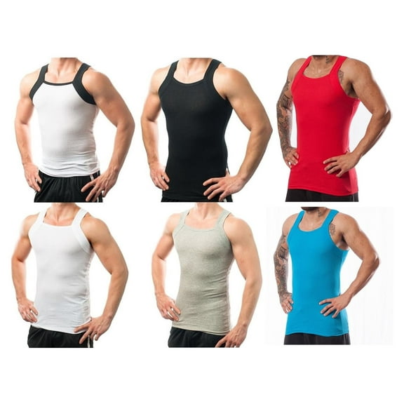6 Pack Men's  G-Unit Style Square Cut Underwear Shirt Tank tops A-shirts M