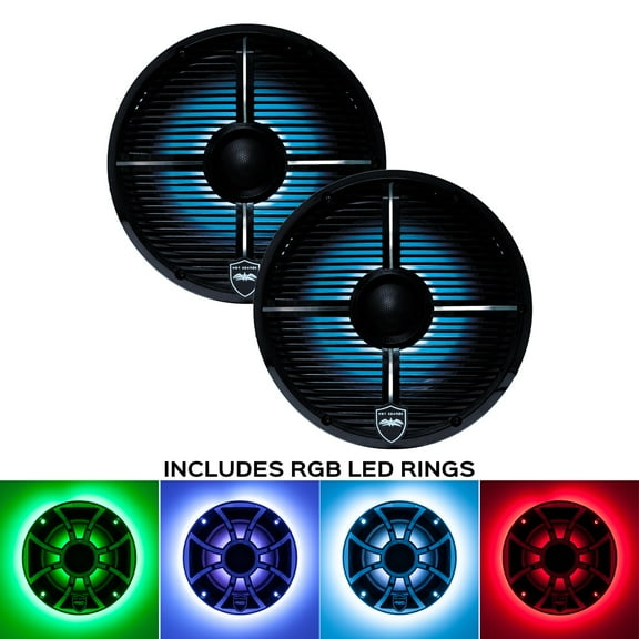 Wet Sounds REVO 6-XWB Black Closed XW Grille 6.5 Inch Marine LED Coaxial Speakers (pair) with RGB LED Speaker Rings