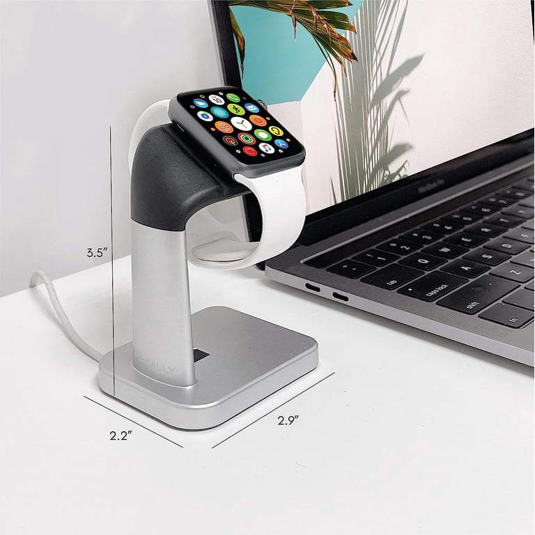 Macally Apple Watch Stand, Silver, Fits All Series and Sizes - Main Image
