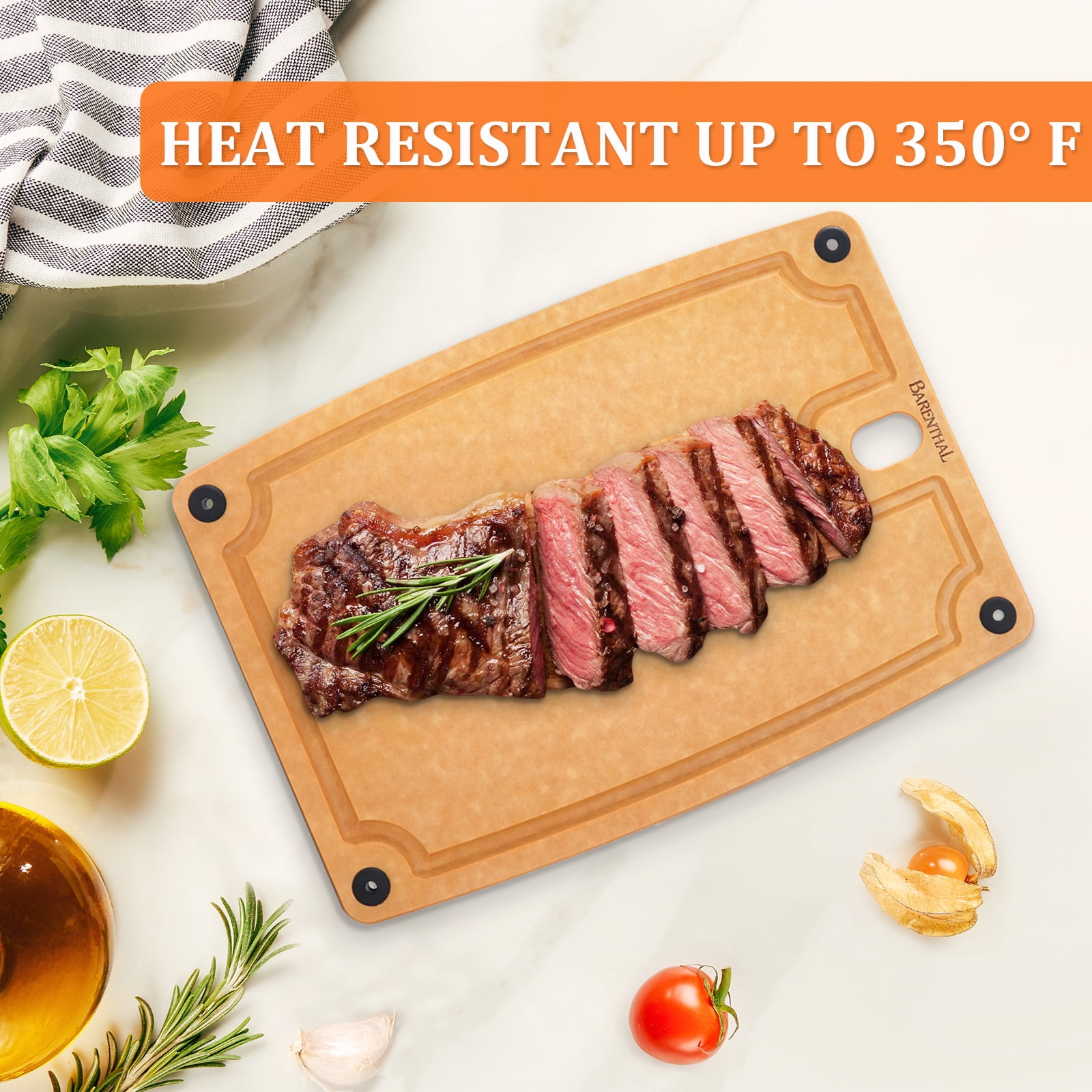 2 Pack Cutting Board, Wood Pine Fiber Reversible Chopping Board with Handles & Juice Grooves, Dishwasher Composite Cutting Board, Small + Medium