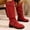 Red, variant on Orange Women Boots Footwear Slouch Wide Calf Knee-High Pull-on Dress Buckle Low Heel Shoes Womans Shoes 40