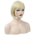 thumbnail image 2 of BERON Blonde Bob Wig Short Straight Wig Blonde Wig with Bangs Blonde Wig Bob Women Girls Synthetic Wig Cosplay Party Daily Wear Wig, 2 of 6
