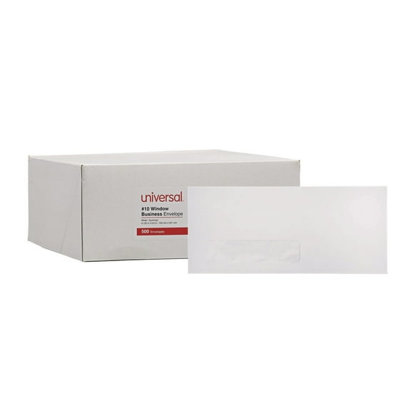 Universal UNV35211 4.13 in. x 9.5 in. #10 Commercial Flap Open-Side Gummed Business Envelope - White (500/Box)
