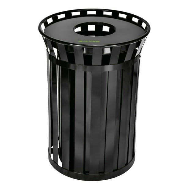 Alpine Commercial Trash Can Odor Eliminator Steel Garbage Bin Outdoor Black 38 Gallon Com Alpine Commercial Trash Can Odor, Outdoor Metal Garbage Can