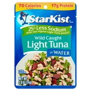 StarKist 25% Less Sodium Light Tuna in Water, 2.6 oz Pouch
