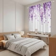 thumbnail image 4 of Wisteria Flowers Kitchen Curtains, Purple Floral Warercolor Summer Light Filtering Window Curtain Panels, 2Pcs Rod Pocket Window Treatments Set for Living Room Bathroom Bedroom 42x63 Inches, 4 of 9