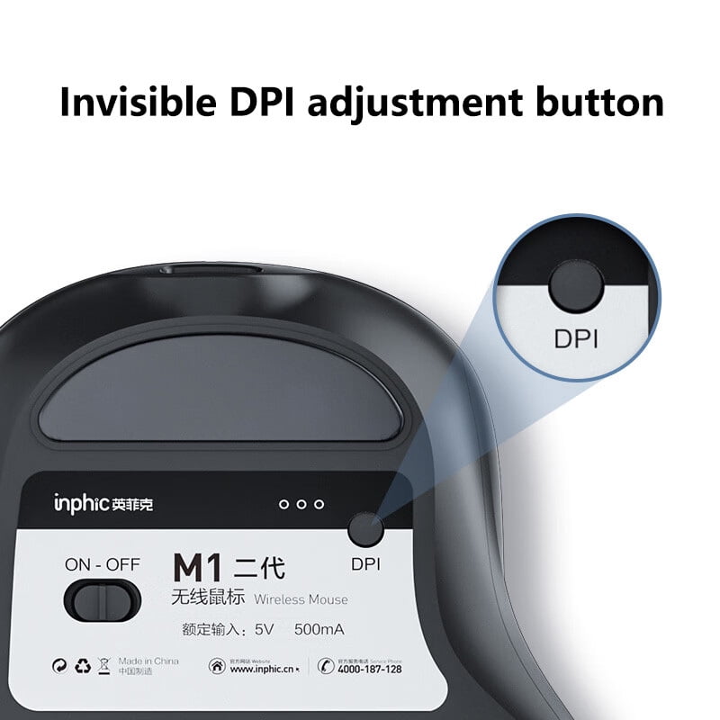 Inphic M1-2 Bluetooth Mouse Rechargeable Office Silent Wireless Mouse Battery Level Display Ultra Thin For Laptops and Tablets