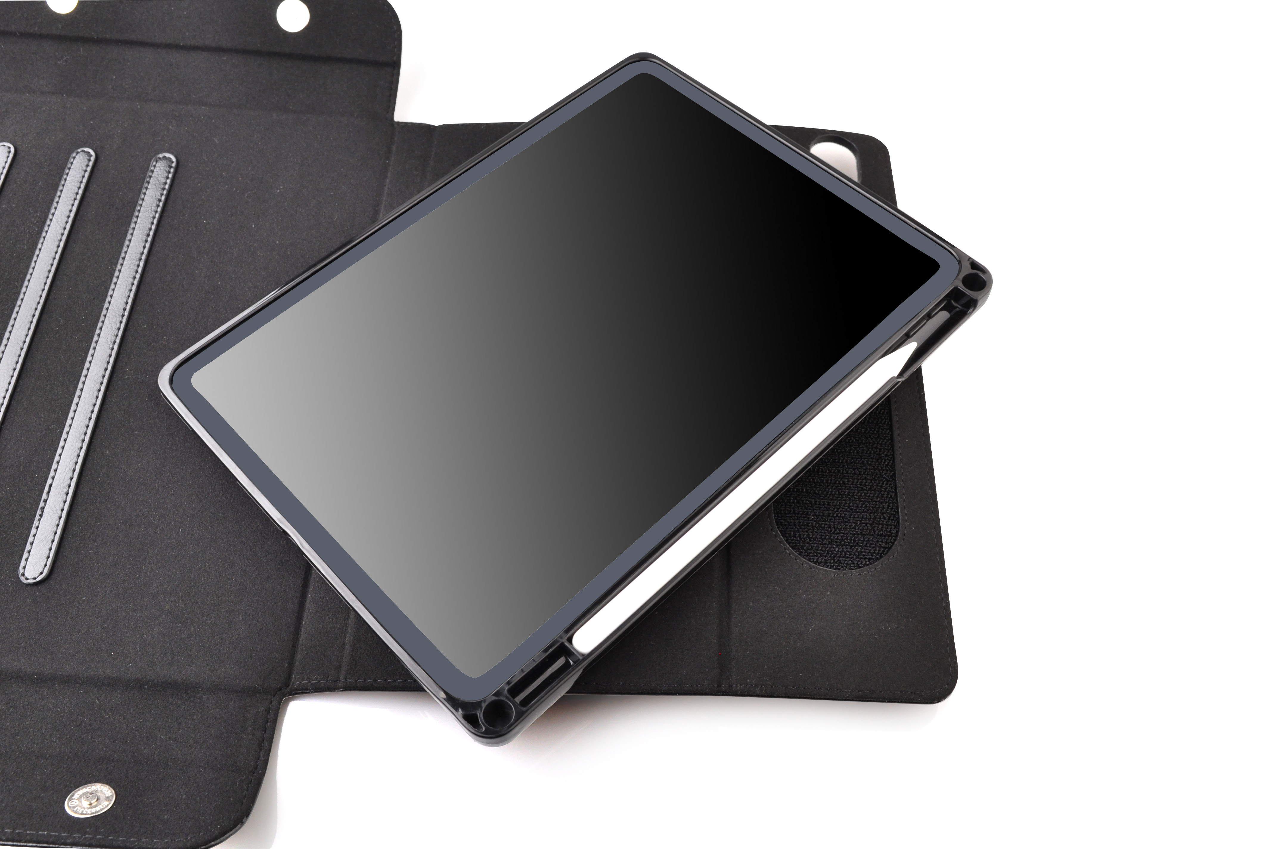 Thankscase Genuine Leather Case for Apple iPad Pro 11 inch 2018 with Shoulder Strap, Handmade Case with Retractable Pocket for Accessories, Detachable TPU Cover with Apple Pencil Holder-Black