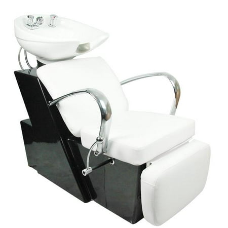 BarberPub Backwash Ceramic Shampoo Bowl Sink Chair Station Beauty Spa Salon Equipment 0648 White