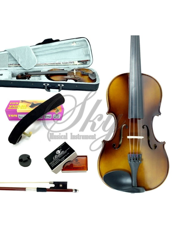 Sky High Quality Sound 1/4 Size Student Beginner Violin Fiddle Outfit with Light Weight Hard Case, Brazilian Wood Bow, and Mute