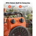 thumbnail image 4 of KFFKFF Electric Greenhouse Heater, 1500W Space Heater with Fan & Heat Settings, IPX4 Waterproof, Adjustable 25° Angle, Overheat Safety Feature, Ideal for Grow Tents, Greenhouses, Flower Rooms, 4 of 9