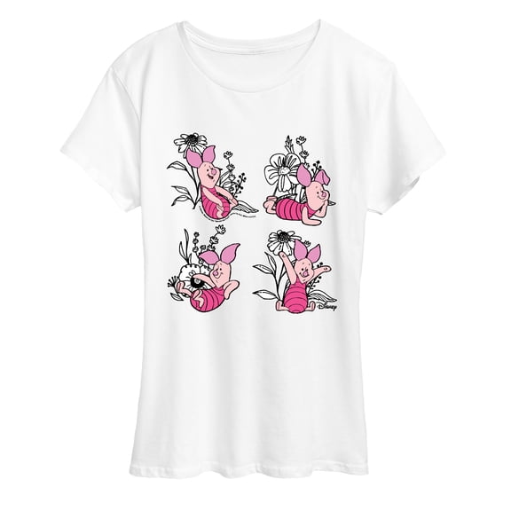 Winnie the Pooh - Piglet Flowers - Women's Short Sleeve Graphic T-Shirt