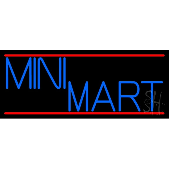 Mini Mart LED Neon Sign 10 x 24 - inches, Black Square Cut Acrylic Backing, with Dimmer - Bright and Premium built indoor LED Neon Sign for Defence Force.