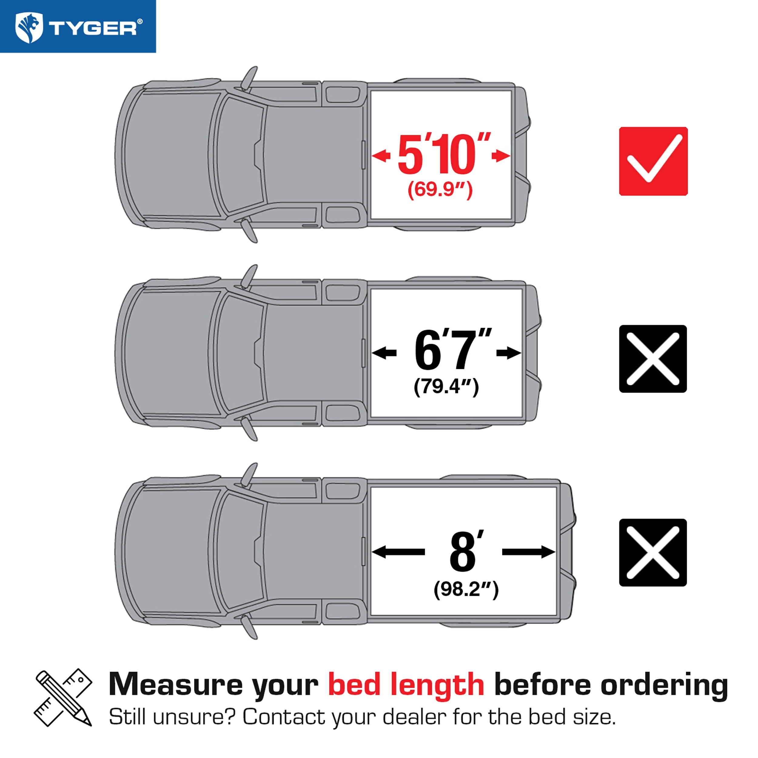 Tyger Auto T1 Soft Roll-up Truck Bed Tonneau Cover Compatible with 2019-2026 Chevy Silverado GMC Sierra 1500 (Not Fit 19 LD/Limited) | 5'10" (70") Bed | TG-BC1C9053