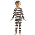 thumbnail image 3 of BZSMCE Unisex Pajama Set Snug-Fit Cotton Sleepwear Roses on Stripes Printed, 3 of 7