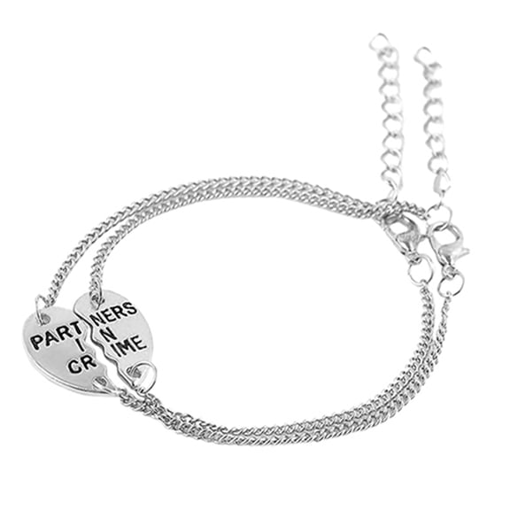 Ayyufe Pack Of 2Women Bracelet Cute Alloy Partners Love Heart Bangle for Party