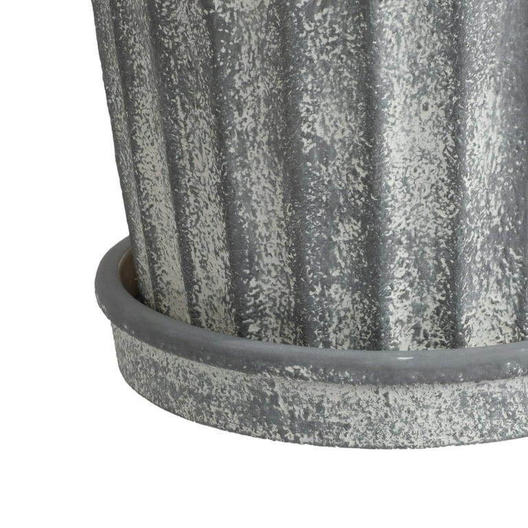 My Texas House 8 inch Shell Gray Ceramic Planter Pot - Walmart.com