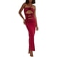 thumbnail image 3 of Maxi vestidos para mujer correa de espagueti sin negro recorte delgado fruncido bodycon vestido largo verano Y2K Streetwear, 3 of 5