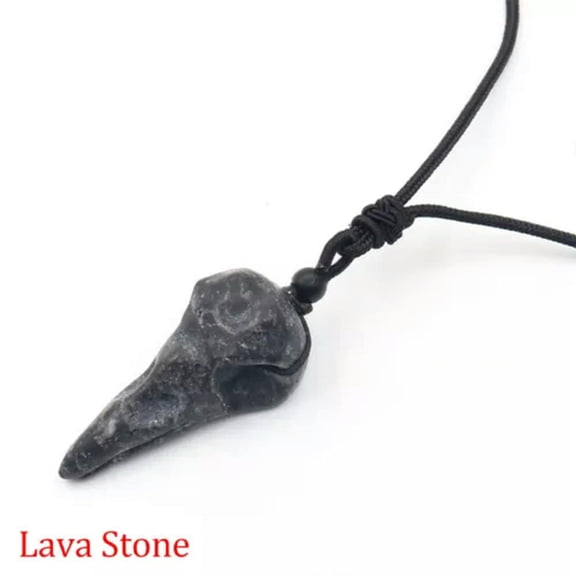 Natural Crystal Crow Head Bird Skull Hand Necklace Carving Quartz Stone Pendant