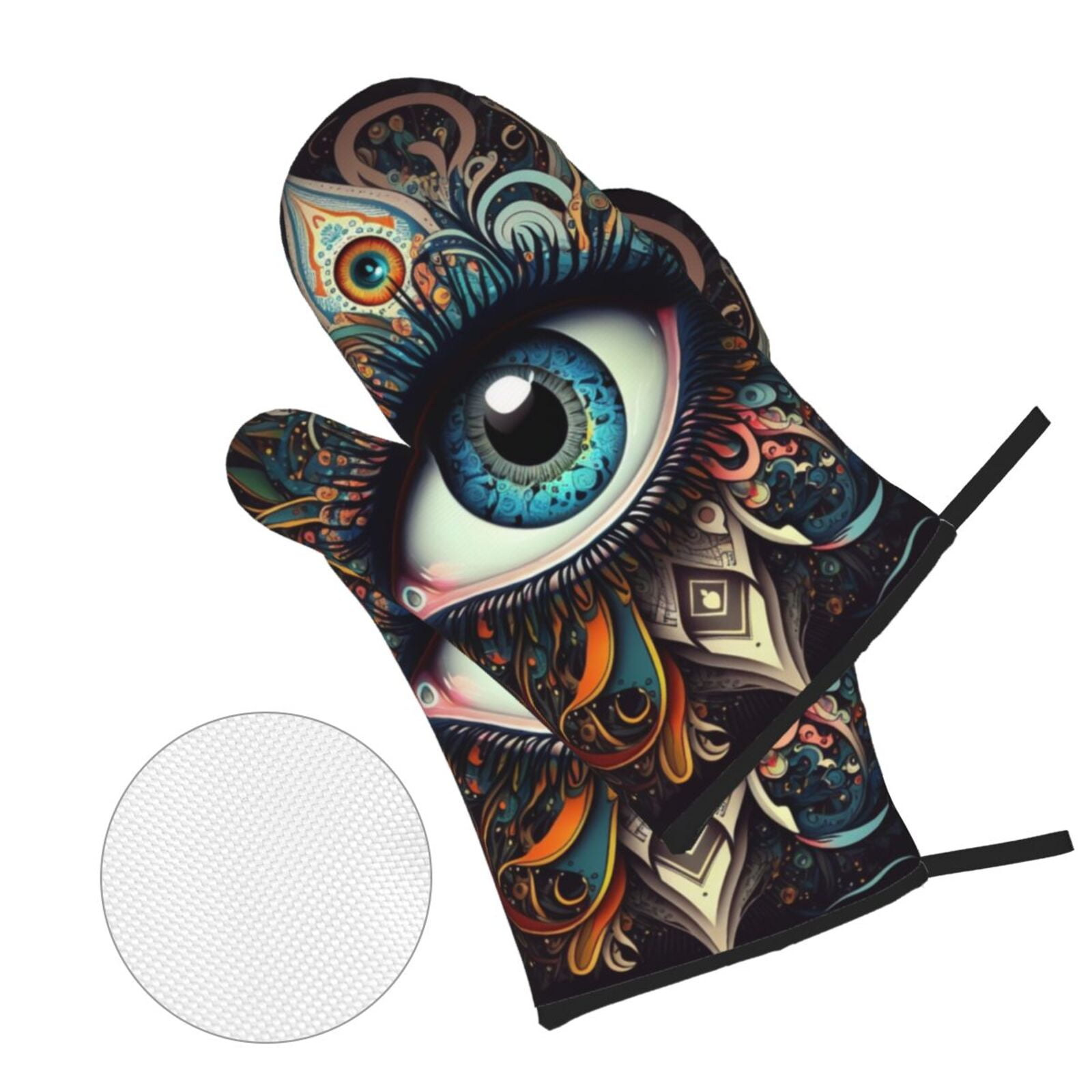 Magic Evil Eyes Psychedelic 4Pcs Oven Mitts and Pot Holders Sets Oven Kitchen Gloves Hot Pads for Cooking BBQ Baking Grilling