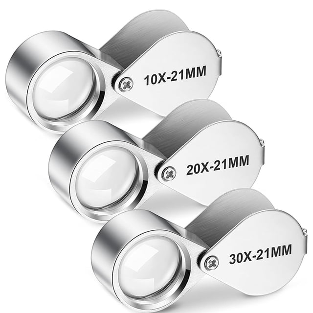 Juego de 3 Lupas para Joyeros, Lupa de Bolsillo para Joyería de 10X, 20X y 30X, Lupa para Joyeros B