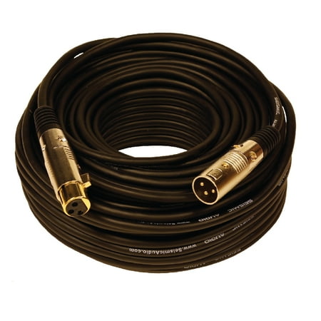 Seismic Audio Premium 100 Foot Black XLR Microphone Cable Cord - 3 Pin XLRF to XLRM Mic Cord - SAPGX-100Black