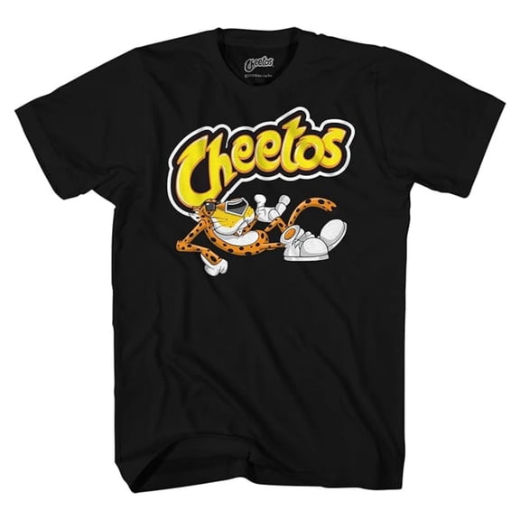 Cheetos Men’s Chester Shirt, Graphic Print Flaming Hot Chester Cheetah T-Shirt Black - 2XL
