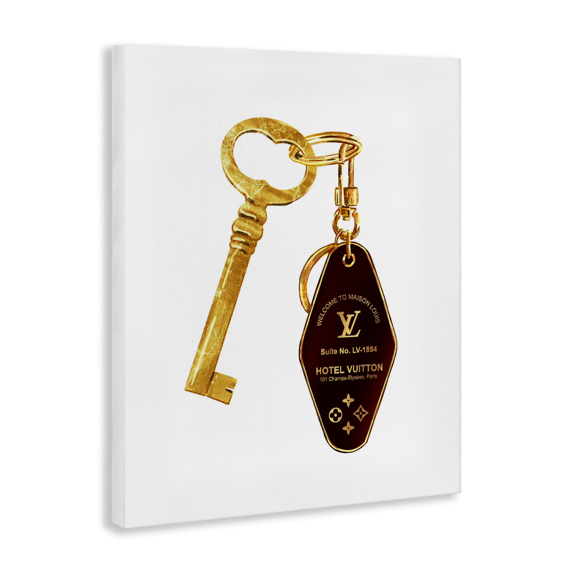 Glam Gold Key Fashion Canvas Wall Art, design by Ziwei Li