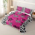 thumbnail image 3 of Homewish Neon Pink Skull Twin Quilt Set,Leopard Print Twin Coverlet Set,Halloween Duvet,2pcs, 3 of 7