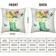 thumbnail image 6 of Spring Summer Outdoor Pillow Cases 20x20 Inch Green Boots with Watercolor Blooming Flowers Pillowcase Farmhouse Square Linen Cushion Cases for Bed Couch Sofa Living Room, Set of 2, 6 of 6