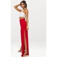 thumbnail image 1 of Pantalones de pierna recta con abertura lateral para mujer, pantalones sexys con pierna abierta para mujer, 1 of 5