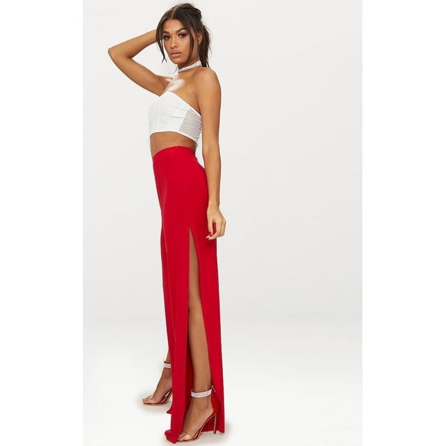 Pantalones de pierna recta con abertura lateral para mujer, pantalones sexys con pierna abierta para mujer