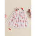 thumbnail image 3 of Suealasg Toddler Girls Summer Dress Sleeveless Strawberry/Rabbit Print Tulle A-line Dress 6M 1T 2T 3T 4T Kids Baby Girls Casual Dress, 3 of 7