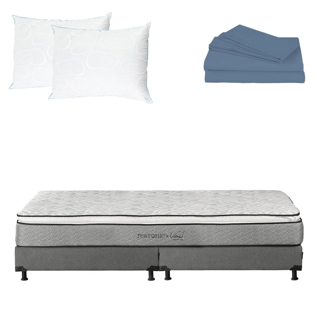 Colchón King Size Vail + Box + 2 Almohadas Osos + Sábanas Basic
