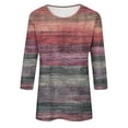 thumbnail image 5 of CYMMPU 3/4 Sleeve Blouses for Women Dressy Casual Striped Ombre Crew Neck Tunic Tops Spring Tops Fall Trendy Shirts Loose Fit Dye Tie T-Shirts Multicolor XL, 5 of 5