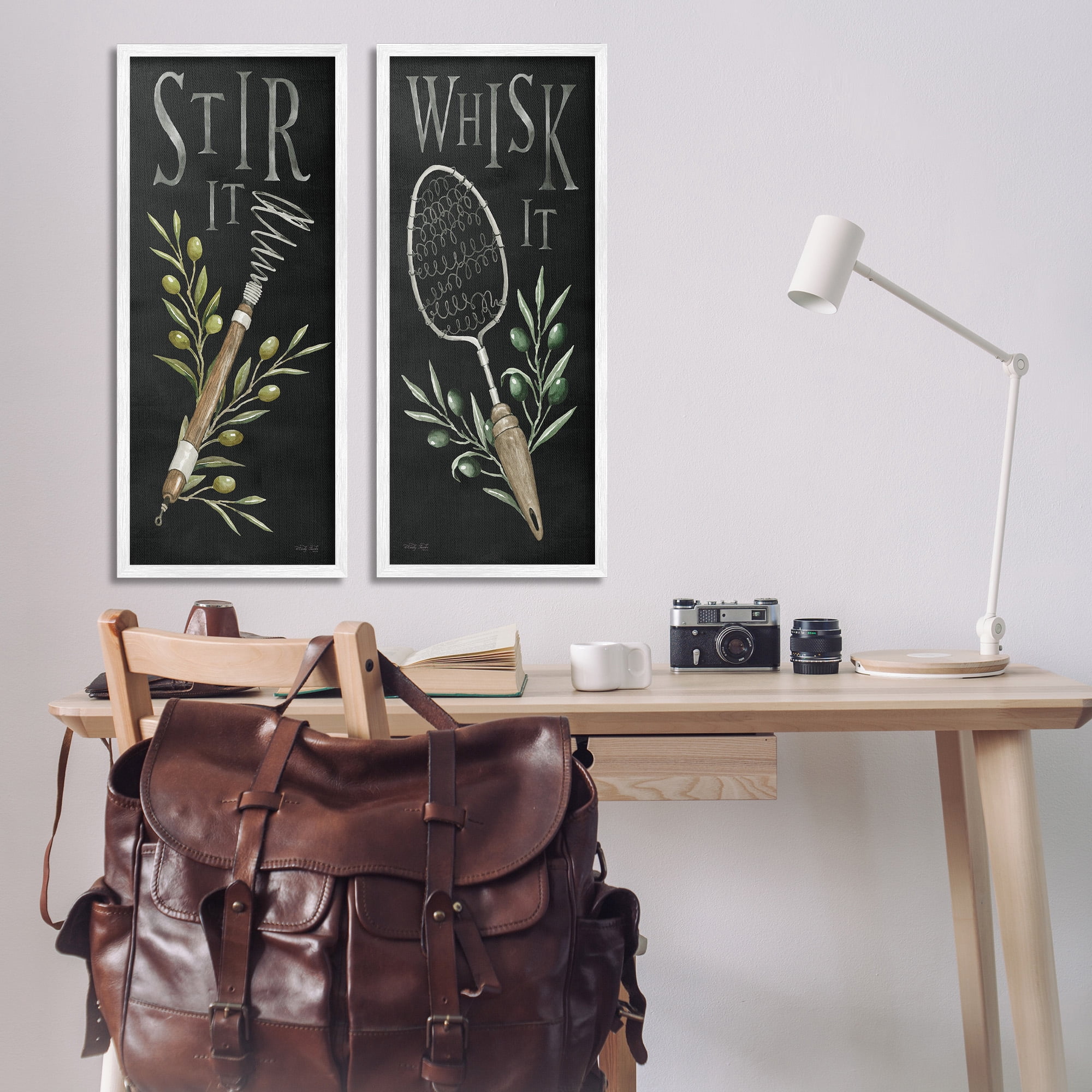Stupell Industries Vintage Kitchen Phrases Botanical & Floral Painting White Framed Art Print Wall Art, 13 x 30, Set of 2
