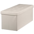 thumbnail image 2 of ZENY 43.3 Inches Folding Storage Ottoman Bench Storage Chest Foot Rest Stool Bed End Bench with Foam Padded Seat, Holds up to 660 lb, Beige, 2 of 8